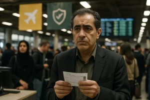 Airport departure hall linked to Iran airline sanctions and reduced travel options